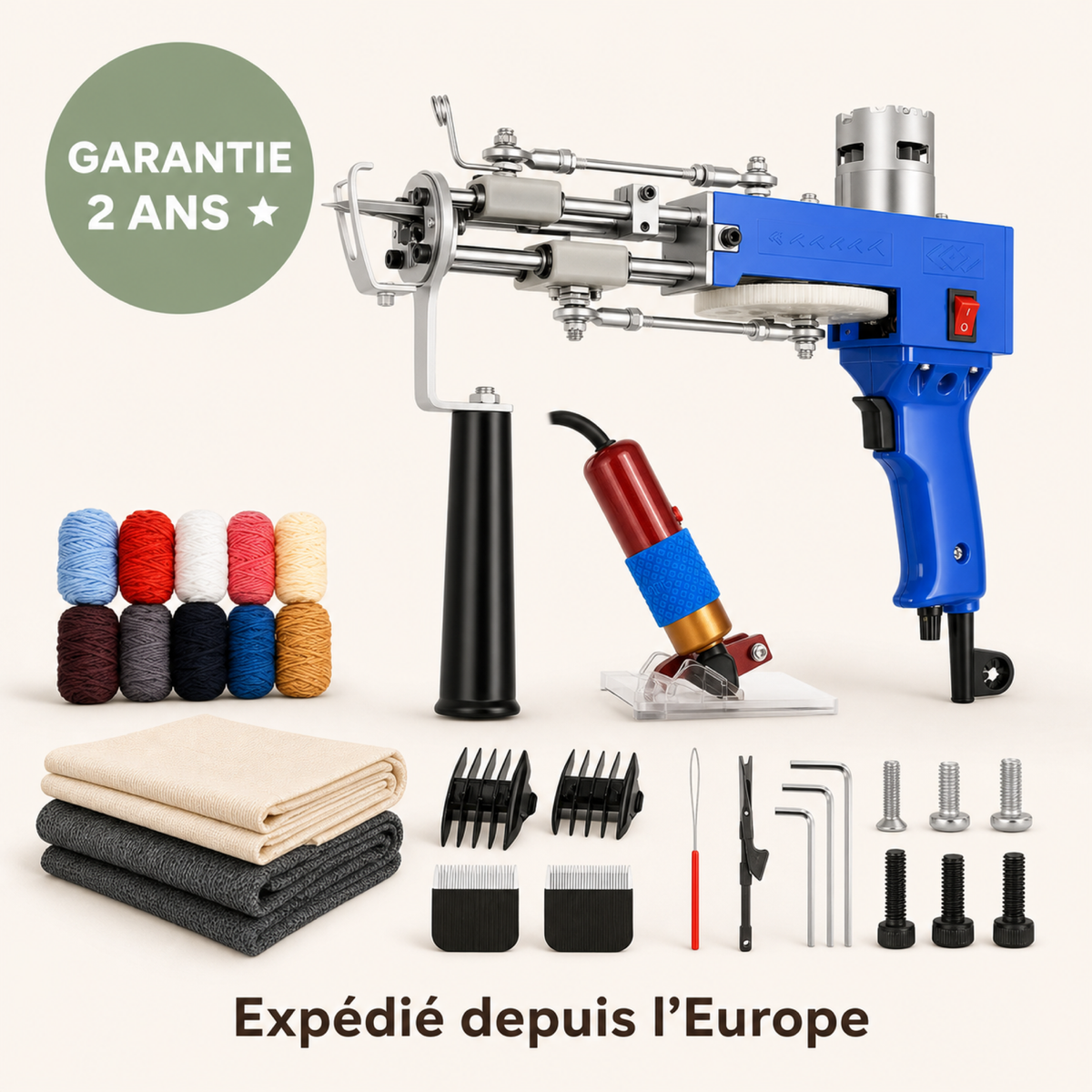Kit tufting complet 2-en-1 — gun, tondeuse et toile — image 6