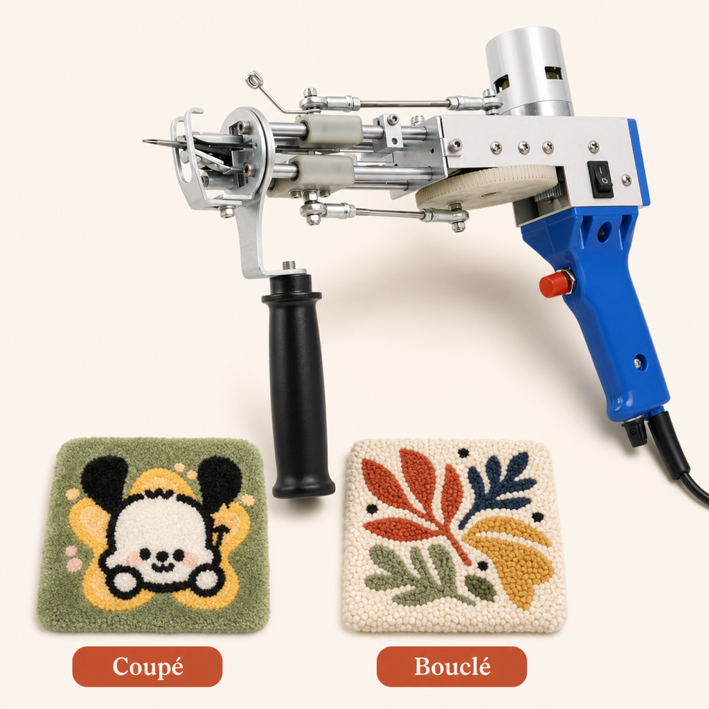 Rendus Coupé et Bouclé côte à côte avec le tufting gun