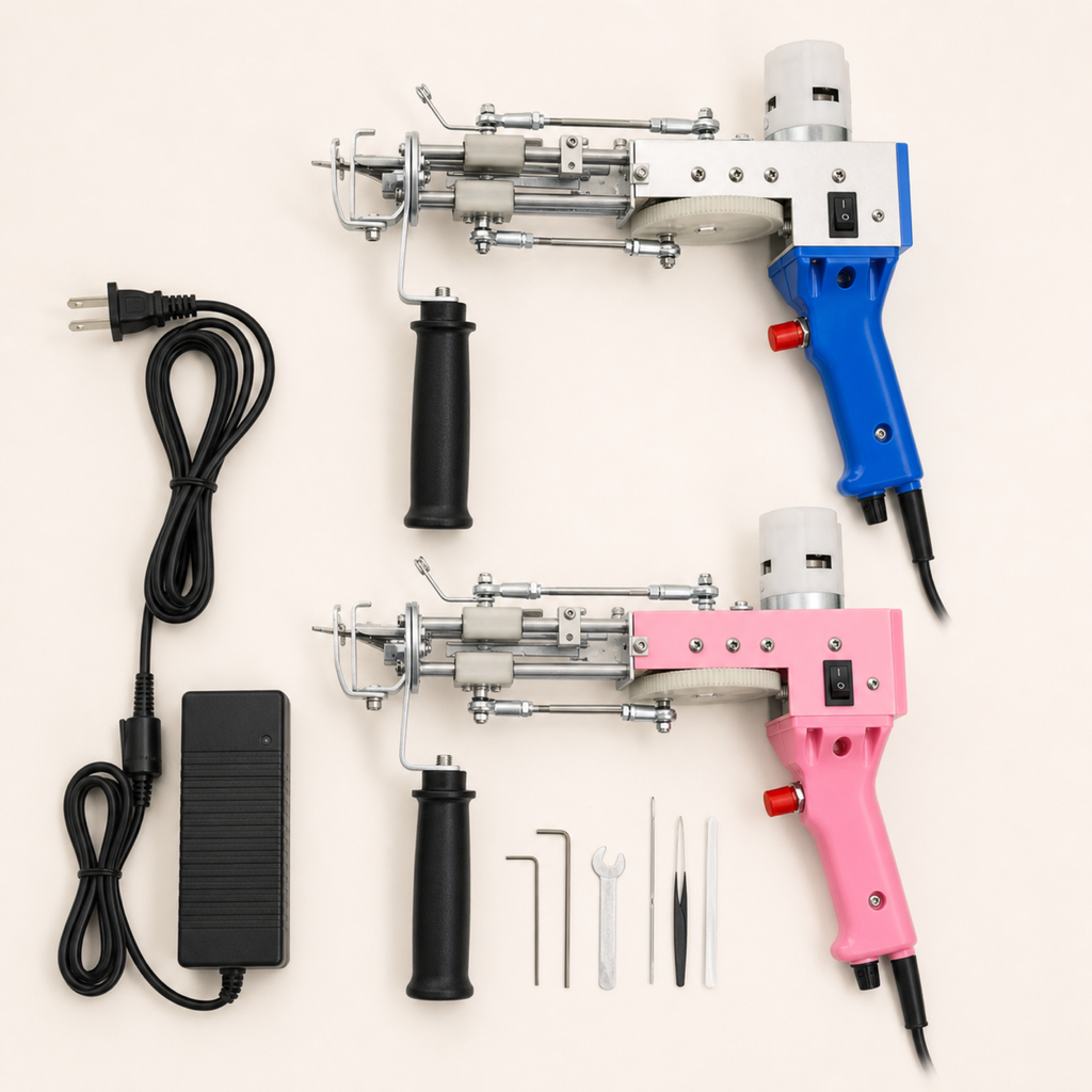Tout ce qui est livré avec le tufting gun 2-en-1